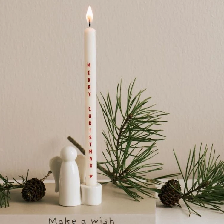Ib Laursen Stabkerzen Merry Christmas 2er-Set weiß