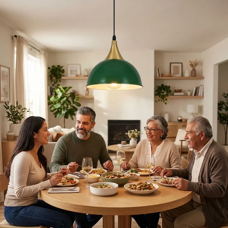 Retro Kuppel Esstischlampe E27 Metall | Vintage Bistro Pendelleuchte Ø21cm ~3397