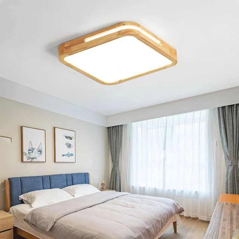 Ceiling Light Flush Mount Modern Round / Square, Wood