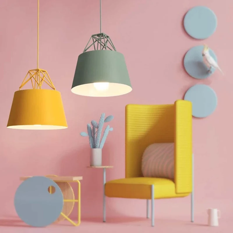 Pendant Light Colorful Macaron Adjustable Height