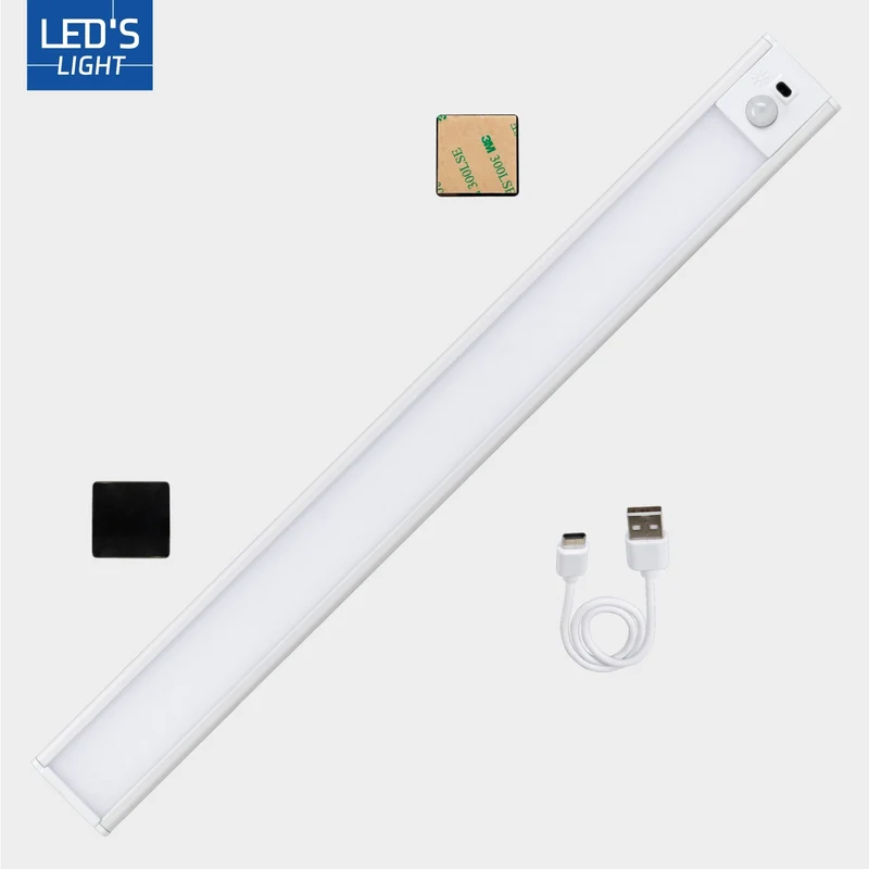 LED's Light Schrankbeleuchtung mit Sensor 40 cm - Wiederaufladbar und kabellos - Schwenk- und Bewegungssensor - weiß