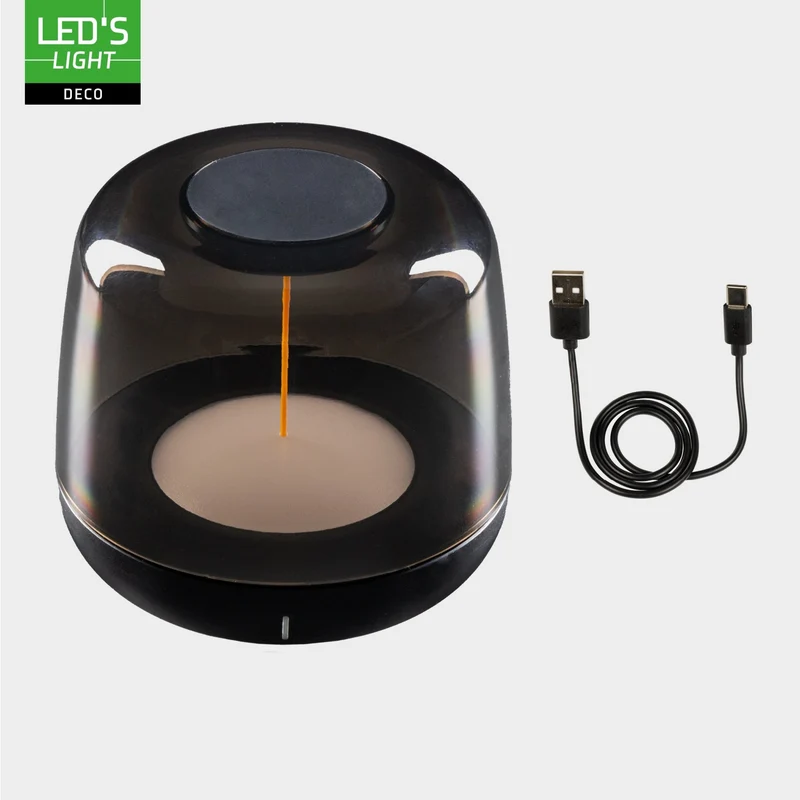LED-Tischlampe mit Akku 2700K Warmweiß & RGB – Touch-Dimmer, USB-C, IP44, Rauchglas – Stimmungslicht für Innen & Außen - LED's Light