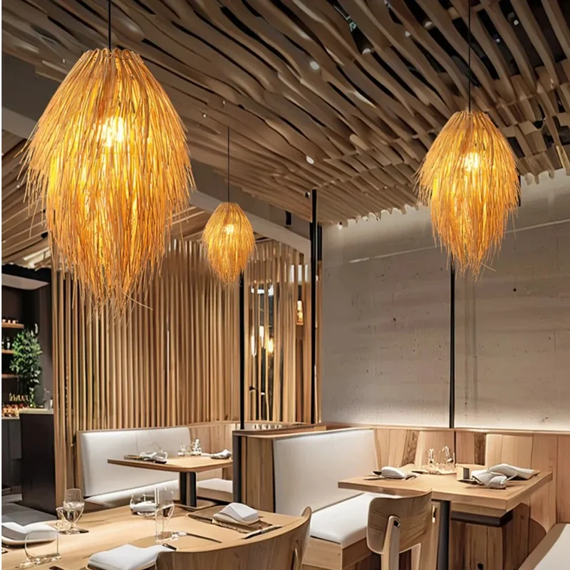 Boho Pendelleuchte aus Rattan für das Esszimmer