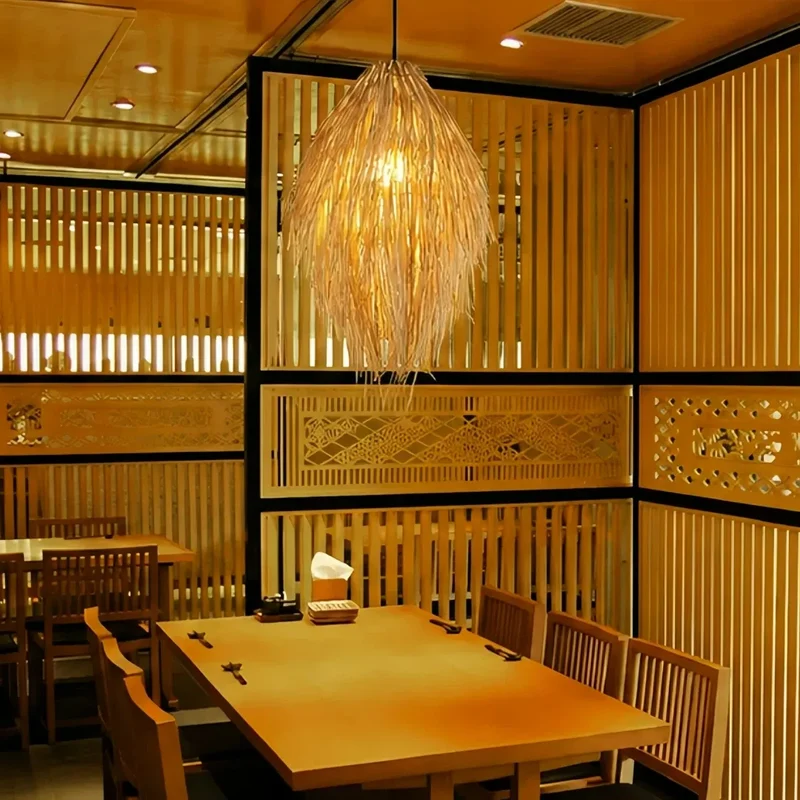 Boho Pendelleuchte aus Rattan für das Esszimmer