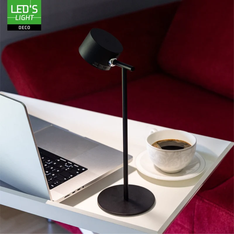 LED's Light 3-in-1 Kabelloser wiederaufladbarer Strahler - Tischleuchte, Klemmleuchte & Wandleuchte - Schwarz
