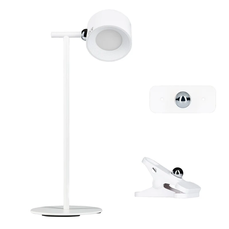 LED's Light 3-in-1 kabellose wiederaufladbare Lampe mit magnetischer Wandhalterung, Sockel und Klemme - Weiß