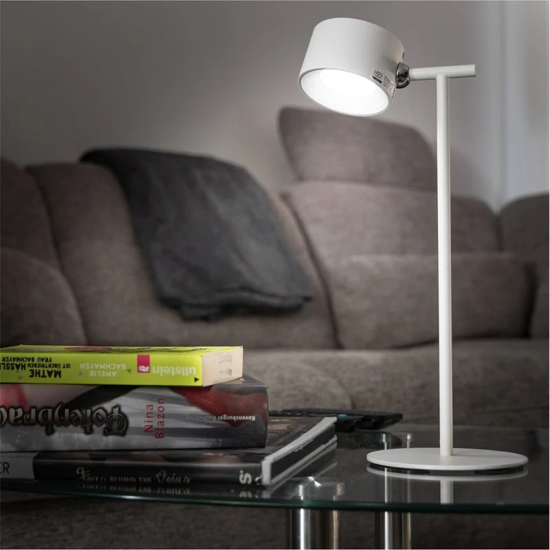 LED's Light 3-in-1 kabellose wiederaufladbare Lampe mit magnetischer Wandhalterung, Sockel und Klemme - Weiß
