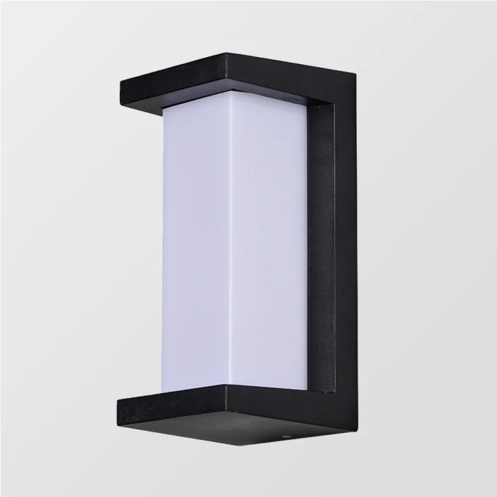 Außenwandleuchte aus schwarzem Metall und weißem Glas – Novalise
