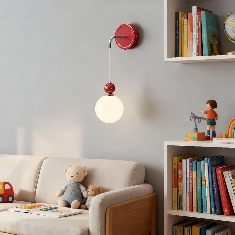 Moderne Kugel-Wandleuchte mit Opalglas fürs Schlafzimmer