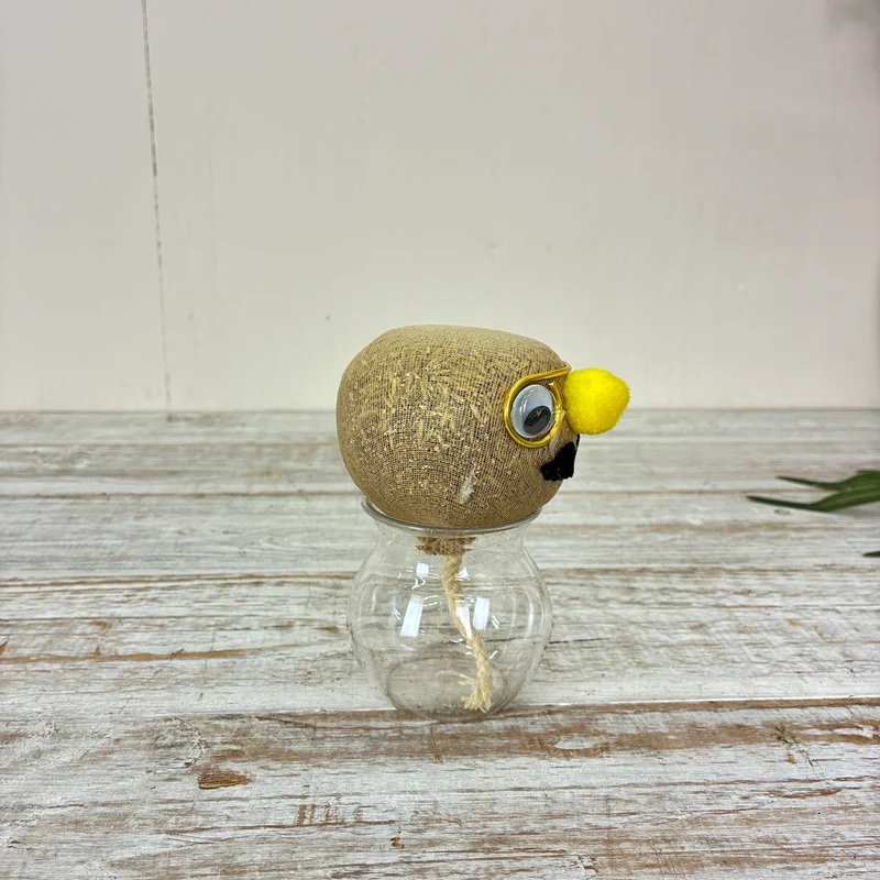 Graskopf Im Glas Gelb 12cm Gesicht Pflanze Pflanz-Set Grasgesicht Deko