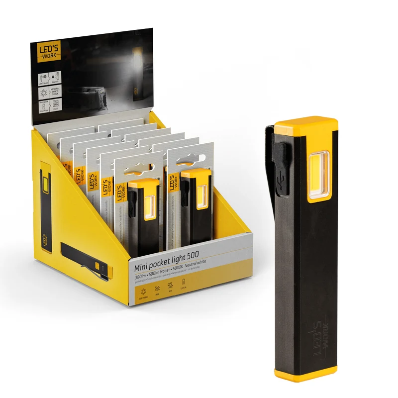 Akku Handlampe LED 300 Lumen - 5000 K, USB-C, Magnet-Clip, 3 Lichtmodi - LED's Work