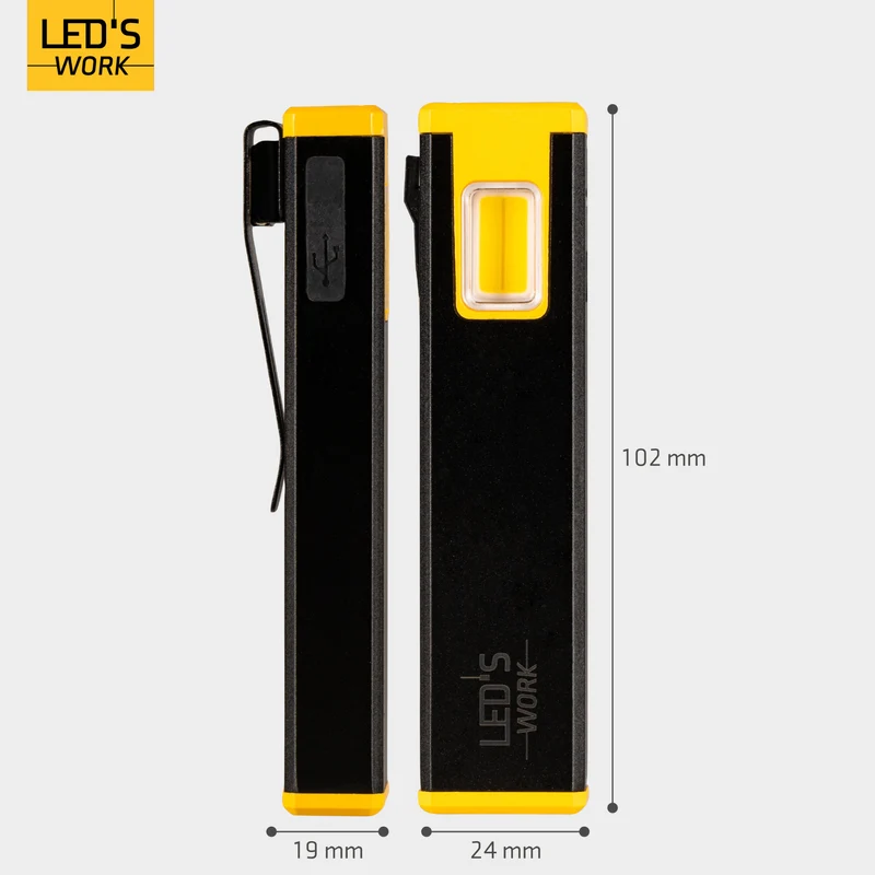 Akku Handlampe LED 300 Lumen - 5000 K, USB-C, Magnet-Clip, 3 Lichtmodi - LED's Work