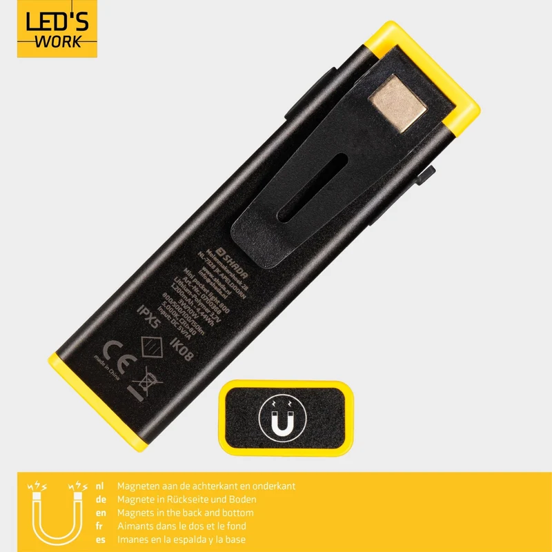 LED Handlampe 500lm 5500K neutralweiß IP55 Schwarz Gelb - LED's Work