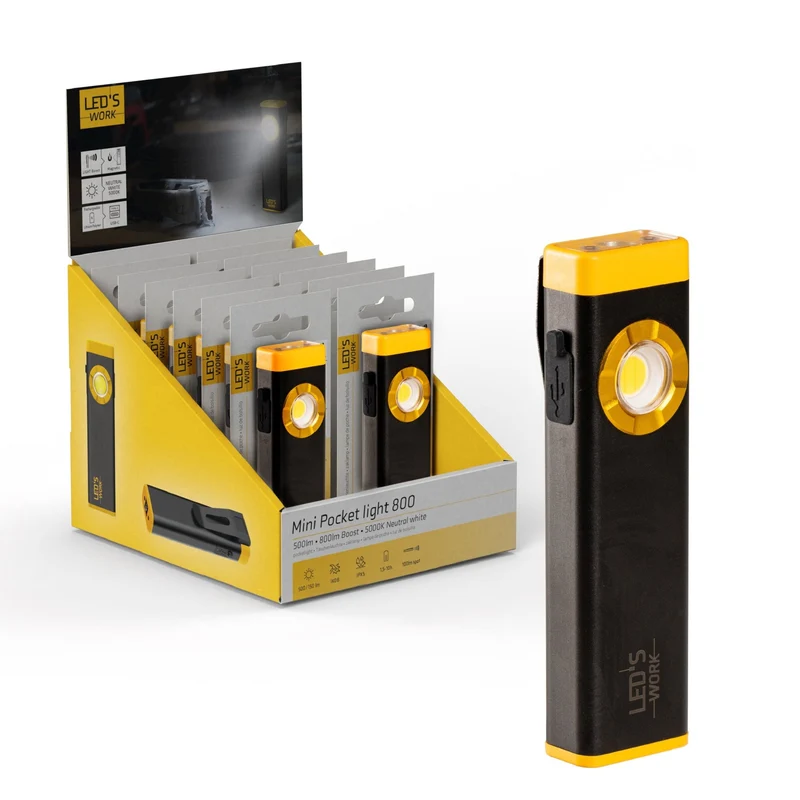 LED Handlampe 500lm 5500K neutralweiß IP55 Schwarz Gelb - LED's Work