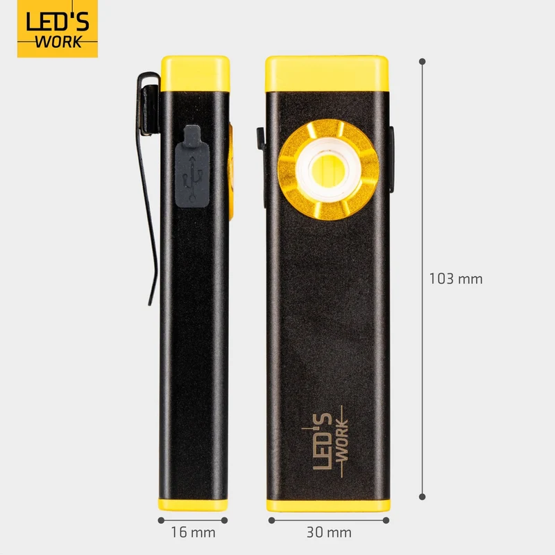 LED Handlampe 500lm 5500K neutralweiß IP55 Schwarz Gelb - LED's Work