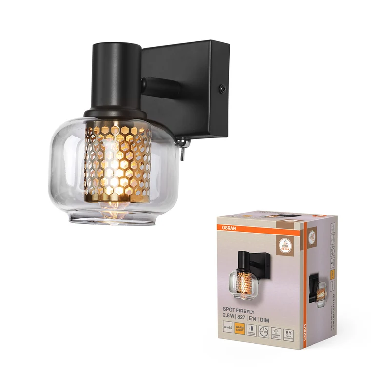OSRAM DECOR Spot Firefly Wandleuchte, OSRAM Lampe inklusive, schwarz, 1 x 2.8W, E14