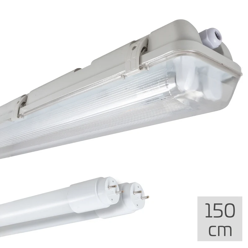 Feuchtraumleuchte mit LED-Röhren 150 cm 2x 20,5W neutralweiß IP65 G13 - LED's Light
