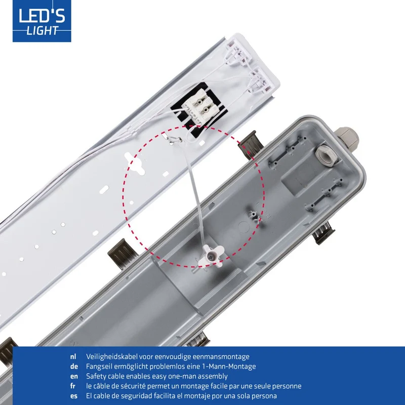 Feuchtraum- Wannenleuchte FRWL1.2 L: 1260 mm, 2x14W grau - LED's Light