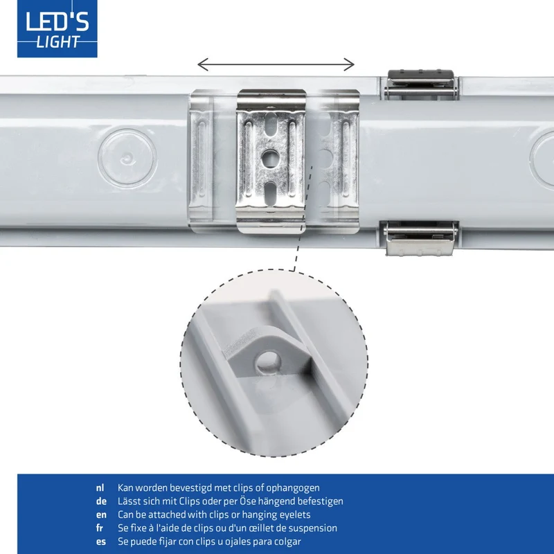 Feuchtraum- Wannenleuchte FRWL1.2 L: 1260 mm, 2x14W grau - LED's Light
