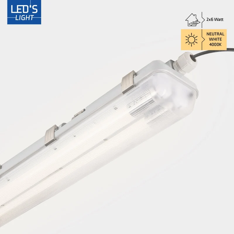 Feuchtraum- Wannenleuchte FRWL1.2 L: 1260 mm, 2x14W grau - LED's Light