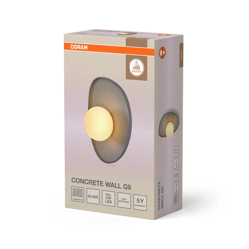 OSRAM DECOR Concrete Nest Wandleuchte Grau, G9