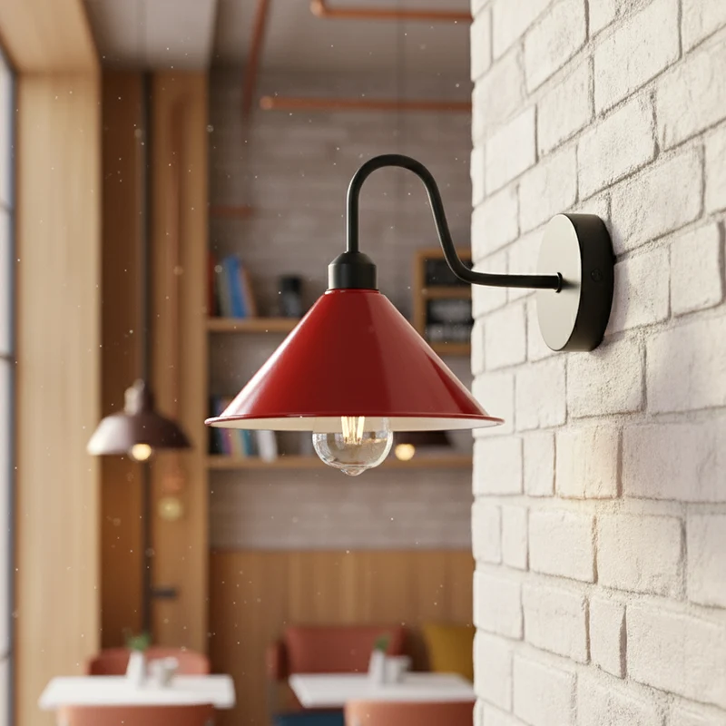 Retro Wandleuchte Schwanenhals Metall Industrie E27 - Bunte Farbtöne| Ø 22cm ~ 3333