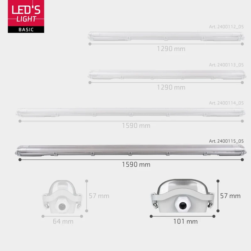 LED-Feuchtraumleuchte 150cm 48W 2x Röhre G13 kaltweiss - Proventa