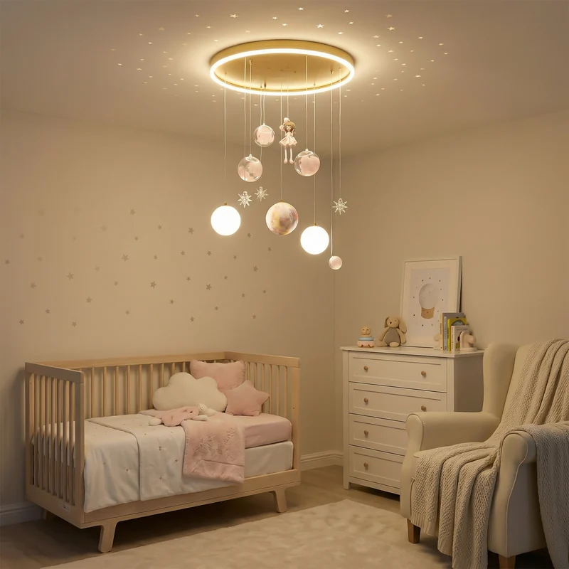 Dimmbare LED-Hängeleuchte für Kinderzimmer mit Himmelsdesign – Dringas