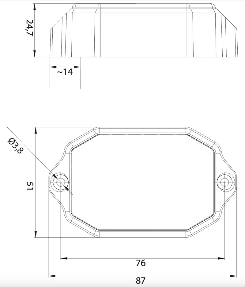 Fristom FT-069 Weiße LED-Begrenzungsleuchte mit Reflektor/flacher Halterung