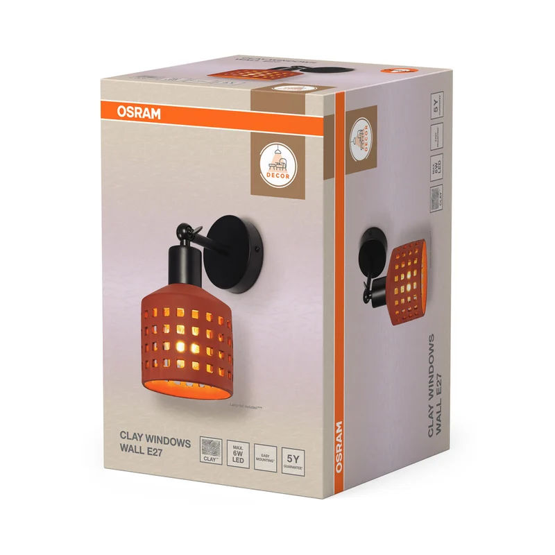 OSRAM DECOR Clay Windows Wandleuchte Braun, E27