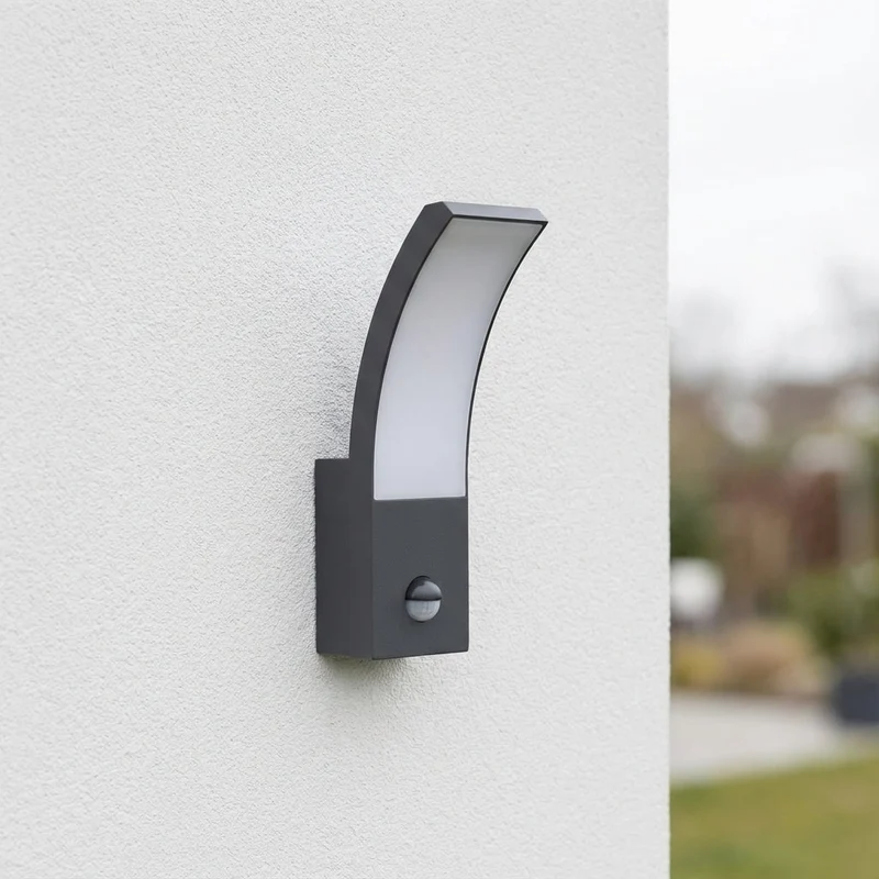 LED-Wandleuchte mit Sensor | 9W | Kurve | IP54 | 4000K – Naturweiß