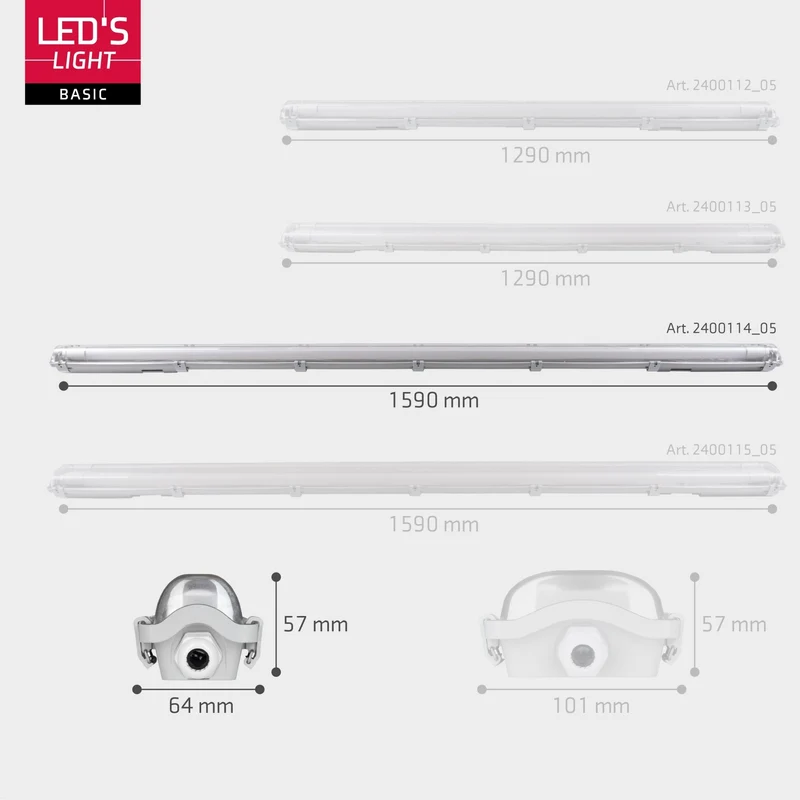 LED-Feuchtraumleuchte 150cm 24W 1x Röhre G13 kaltweiss - 8x Sparpack - Proventa