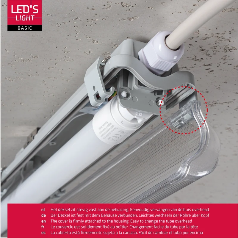 LED-Feuchtraumleuchte 150cm 24W 1x Röhre G13 kaltweiss - 4x Sparpack - LED's Light