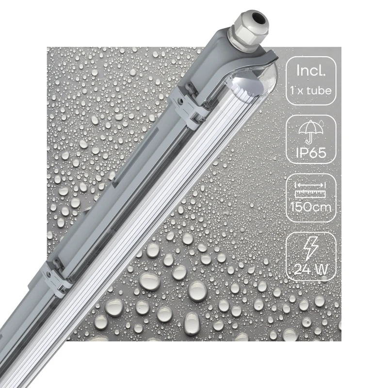 LED-Feuchtraumleuchte 150cm 24W 1x Röhre G13 kaltweiss - LED's Light