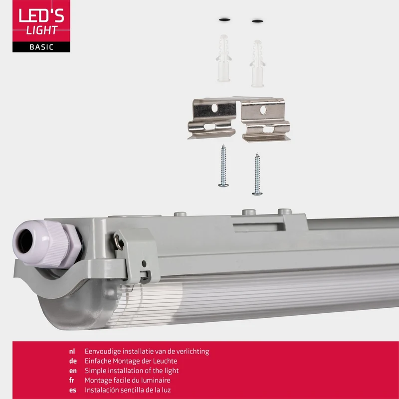 LED-Feuchtraumleuchte 150cm 24W 1x Röhre G13 kaltweiss - LED's Light
