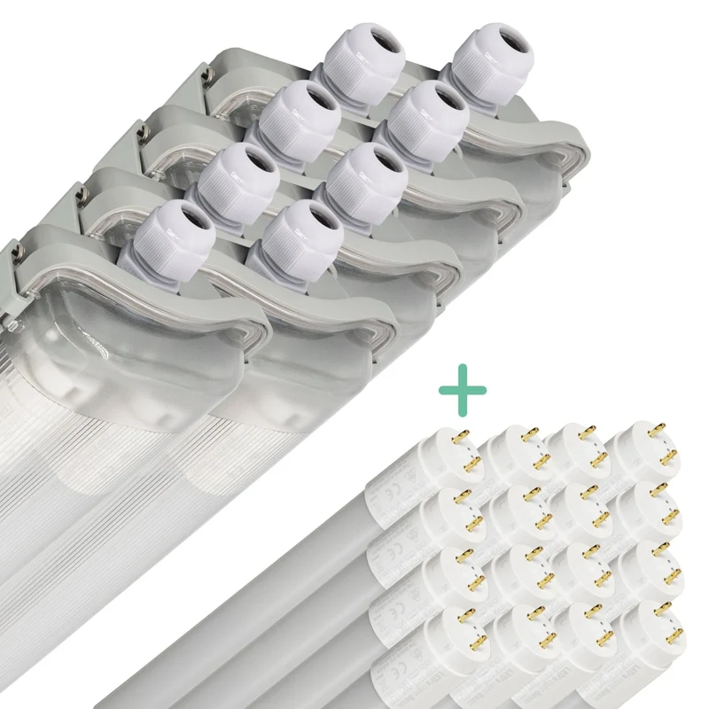 LED-Feuchtraumleuchte 120cm 36W 2x Röhre G13 kaltweiss - 8x Sparpack - Proventa