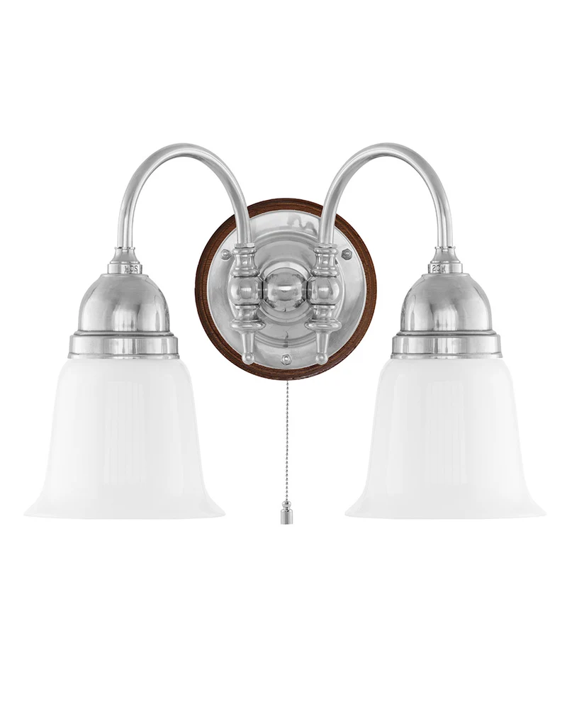 Vägglampa - Stackelberg nickel, opalvit klocka