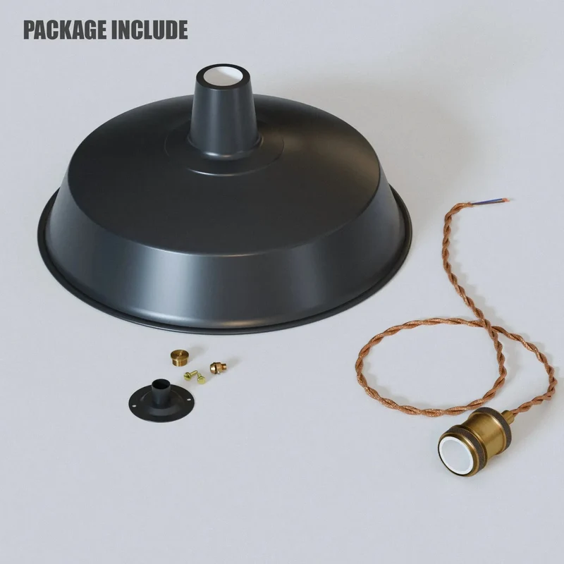 Schwarz Metall Decke E27 Leerrohr Pendelleuchte Kit ~3346