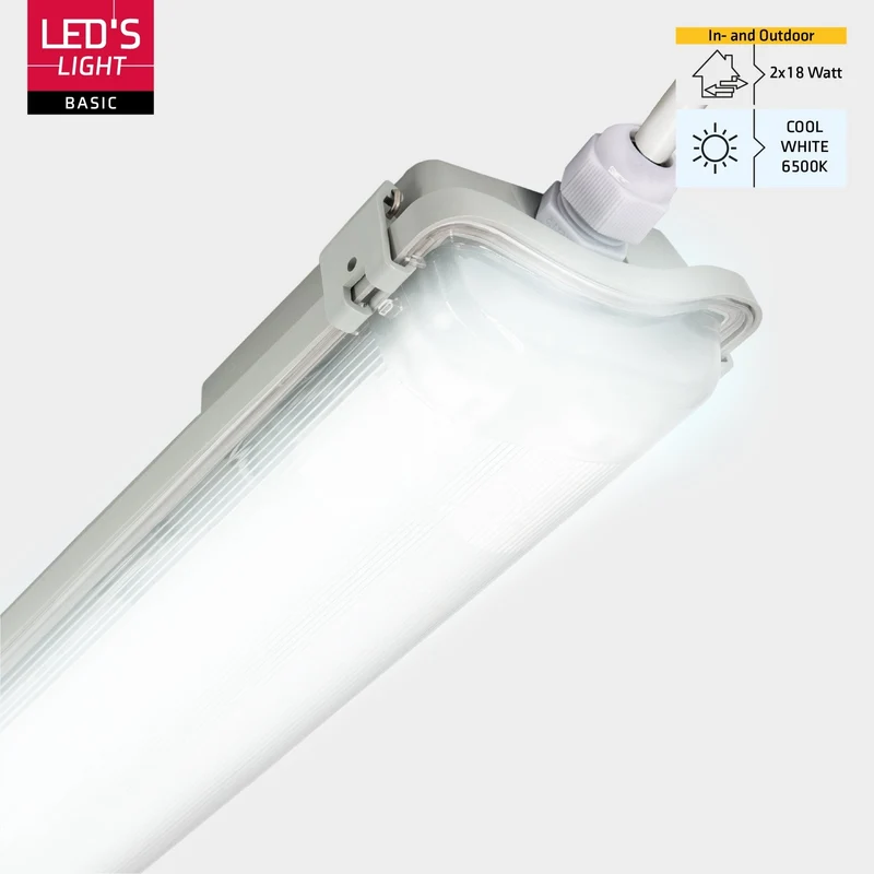 LED-Feuchtraumleuchte 120cm 36W 2x Röhre G13 kaltweiss - 4x Sparpack - LED's Light