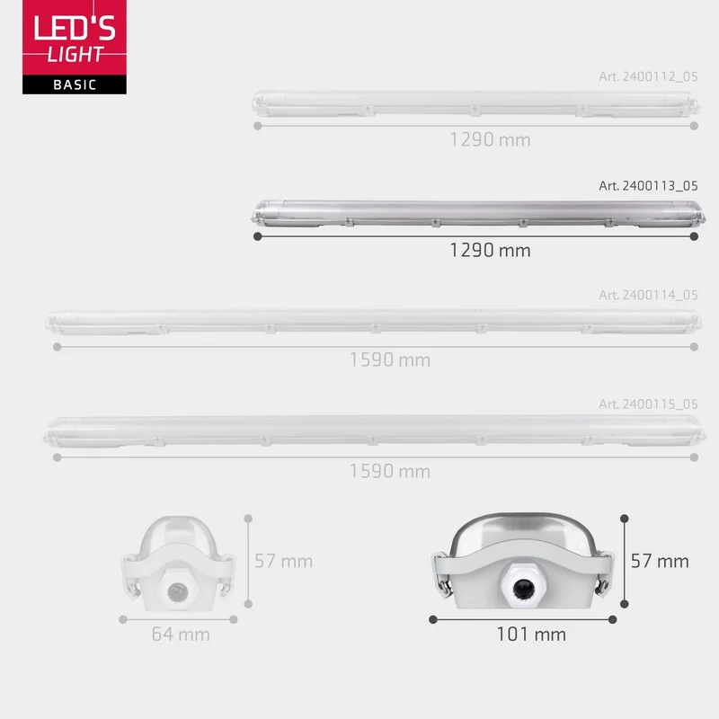 LED-Feuchtraumleuchte 120cm 36W 2x Röhre G13 kaltweiss - LED's Light