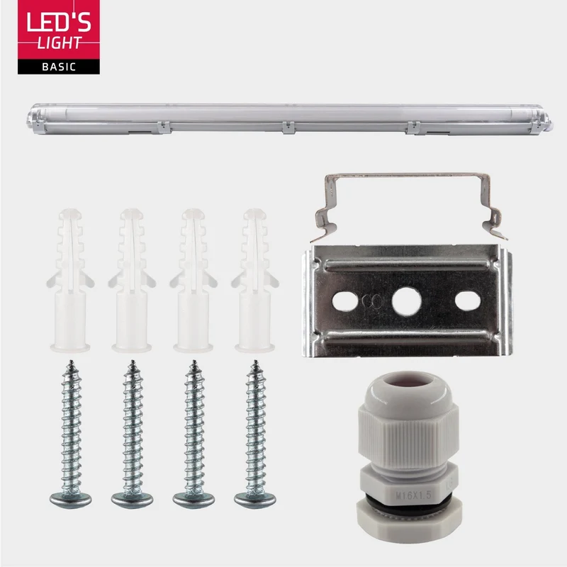 LED-Feuchtraumleuchte 120cm 18W 1x Röhre G13 kaltweiss - 4x Sparpack - Proventa