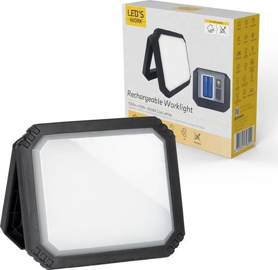 LED Wiederaufladbare Arbeitsleuchte 10W 700lm 6500K kaltweiß IP54 Schwarz - LED's Work