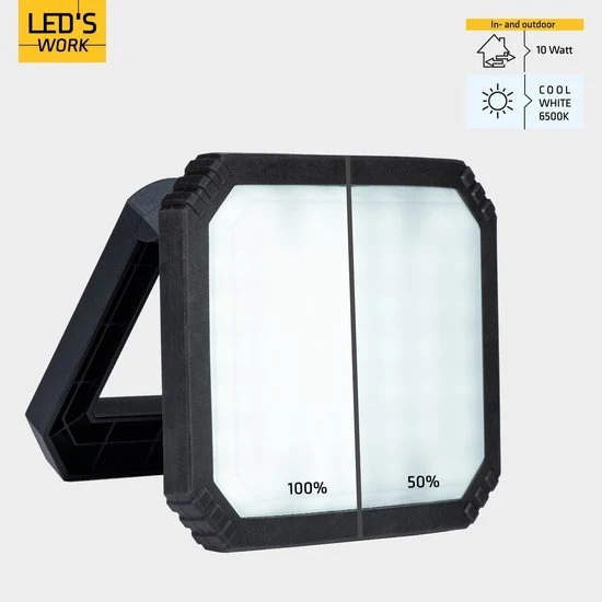 LED Wiederaufladbare Arbeitsleuchte 10W 700lm 6500K kaltweiß IP54 Schwarz - LED's Work