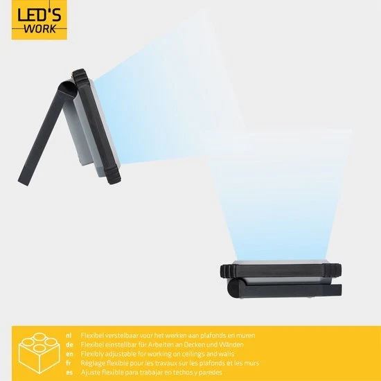 LED Wiederaufladbare Arbeitsleuchte 10W 700lm 6500K kaltweiß IP54 Schwarz - LED's Work