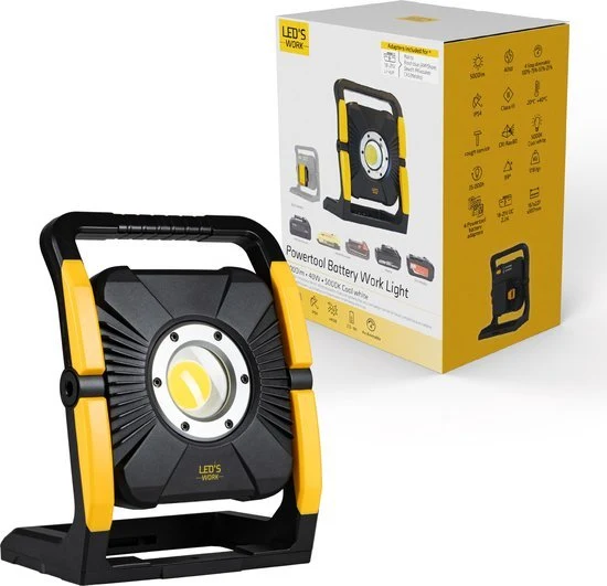 LED 18V Arbeitsleuchte für Elektrowerkzeuge 5000lm 5000K kaltweiß IP54 - LED's Work