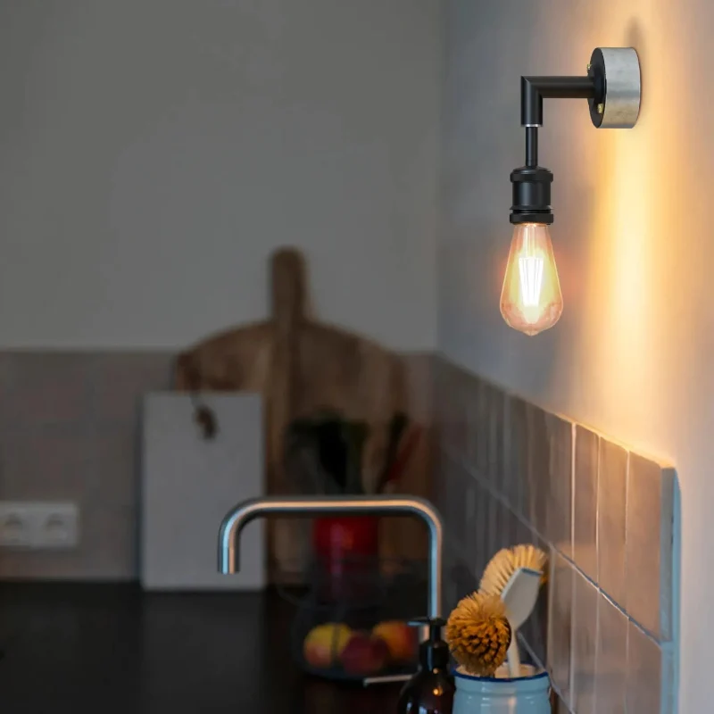Industrial Wandlampe E27 Vintage Rohr-Design Leerrohr ~3328