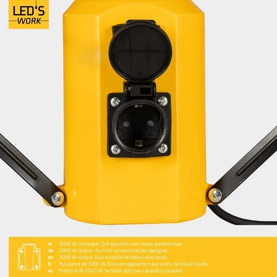 LED's Work Tower Bauleuchte mit extra Steckdose - Stab-Arbeitsleuchte - 100W - 12000 lm