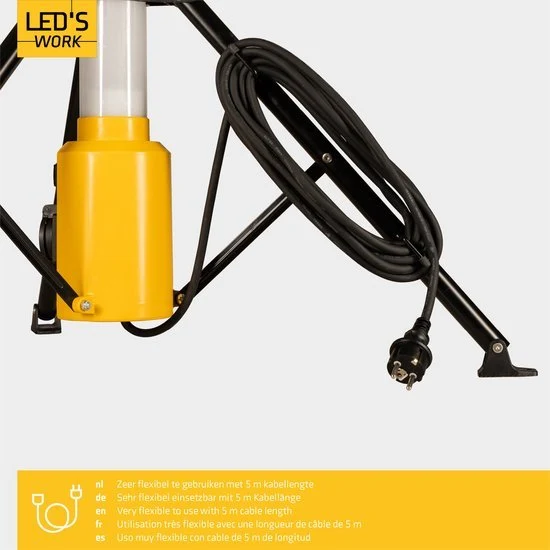 LED's Work Tower Bauleuchte mit extra Steckdose - Stab-Arbeitsleuchte - 100W - 12000 lm