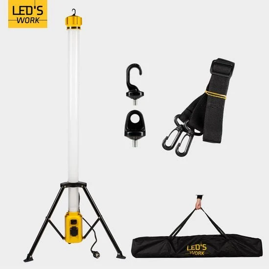 LED's Work Tower Bauleuchte mit extra Steckdose - Stab-Arbeitsleuchte - 100W - 12000 lm