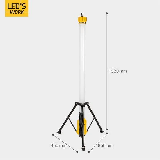 LED's Work Tower Bauleuchte mit extra Steckdose - Stab-Arbeitsleuchte - 100W - 12000 lm